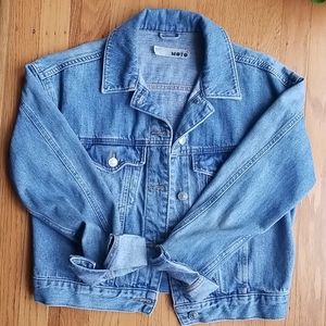 Cropped moto jean jacket